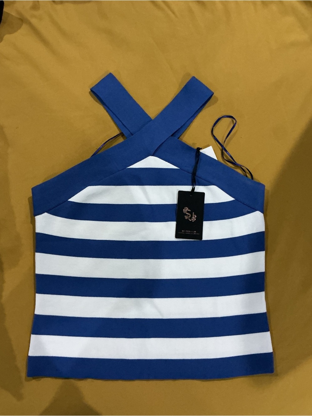 Sincerely Jules Blue and White Striped Crossback Tank